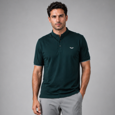 Μπλούζα Μαο Polo SIDE EFFECT M-6221 D.Green