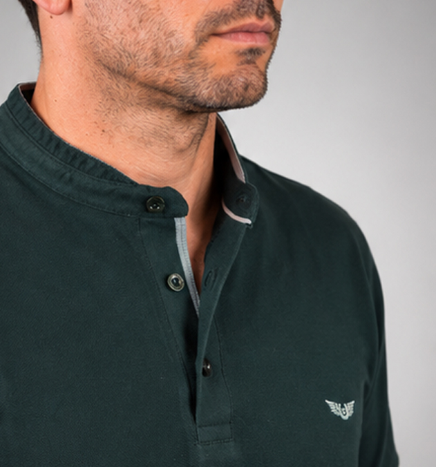 Μπλούζα Μαο Polo SIDE EFFECT M-6221 D.Green