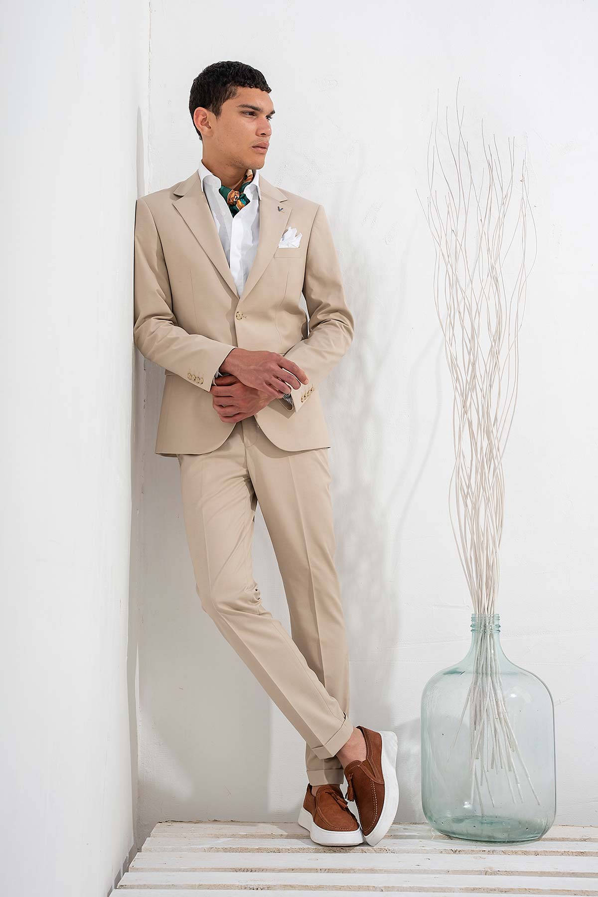 Ανδρικό Slim Fit Κοστούμι VITTORIO-DOLCE-Beige