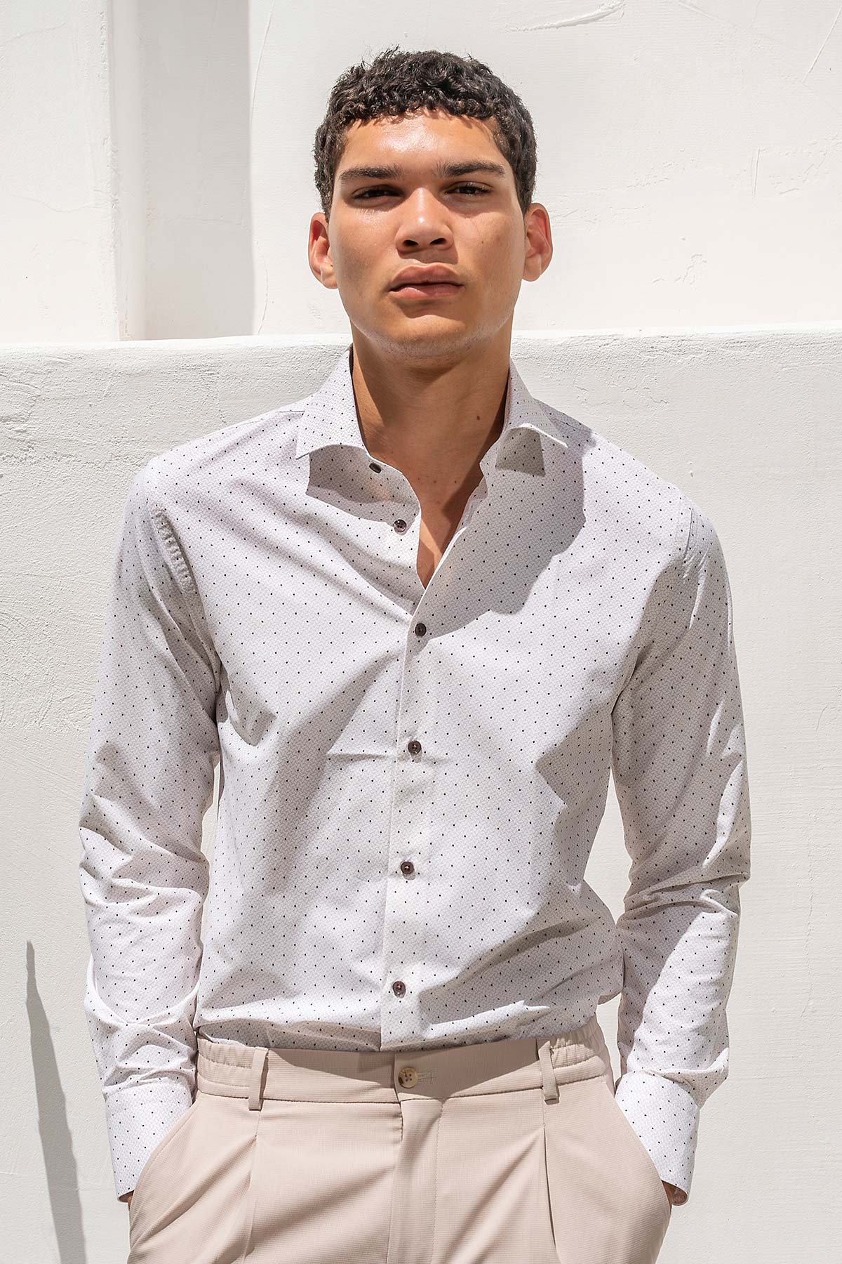 Πουκάμισο Slim Comfort Fit VITTORIO 800-26-012 Beige